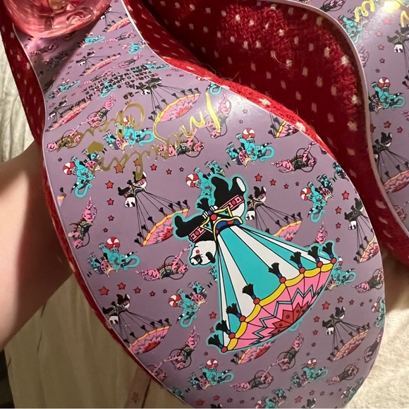 Irregular Choice Red Polka Dot Bow Pumps Retro Vintage Lucite Heel Holiday Cheer - Picture 2 of 9